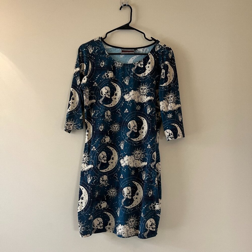 Whismigoth Jawbreaker Moonstone Skater Dress 3/4 Sleeve Size XL